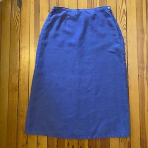 Vintage linen minimalist midi skirt purpley-blue
